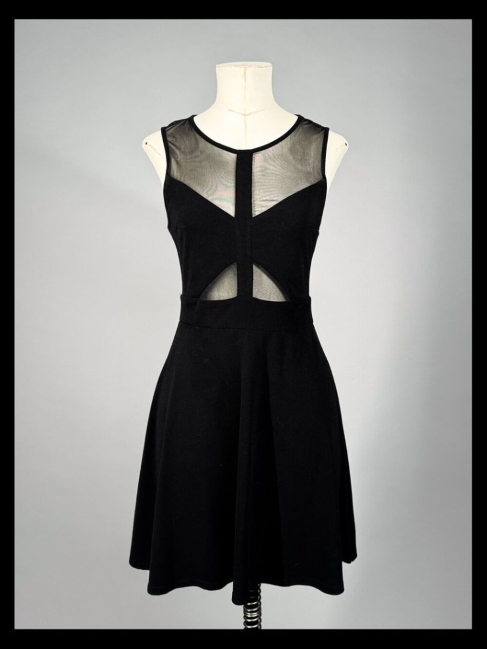 Silence + Noise Black Mesh Cutout Mini Dress Size Medium